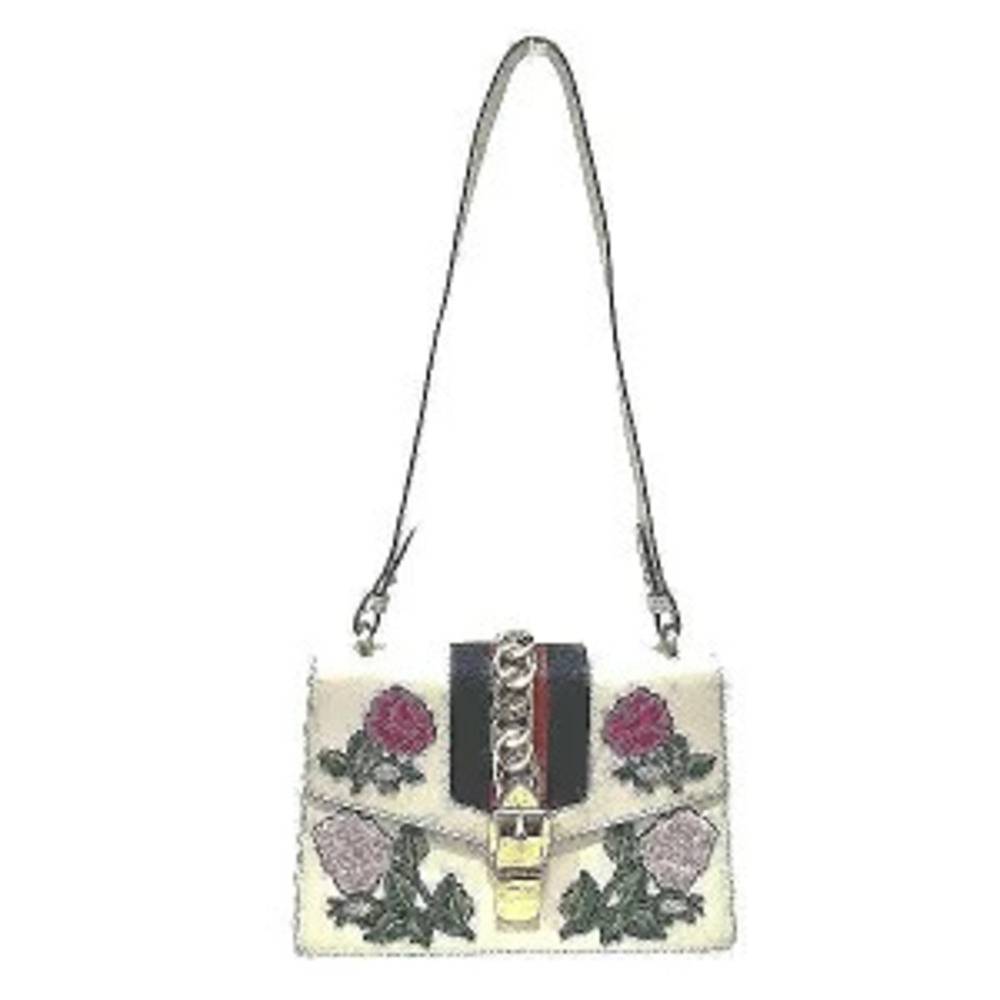 Gucci Sylvie Embroidered Floral Flower Bag Shoulder